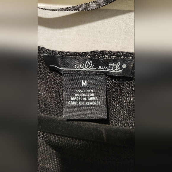 NWOT Willie Smith Black Short Sleeve Linen/Rayon Sheer Top- Size Medium - Picture 9 of 12